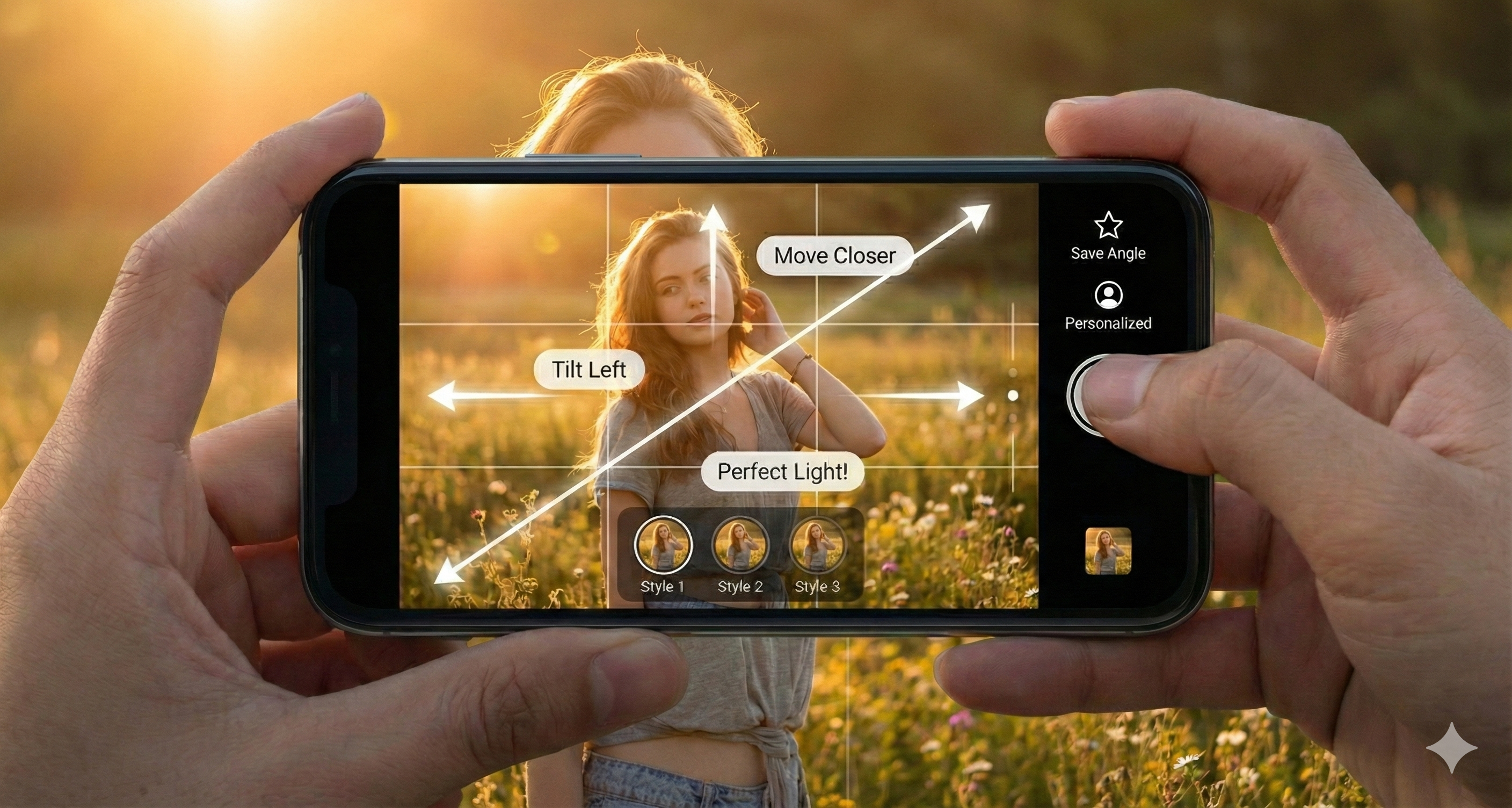 Giao diện gợi ý góc chụp của Angle AI
